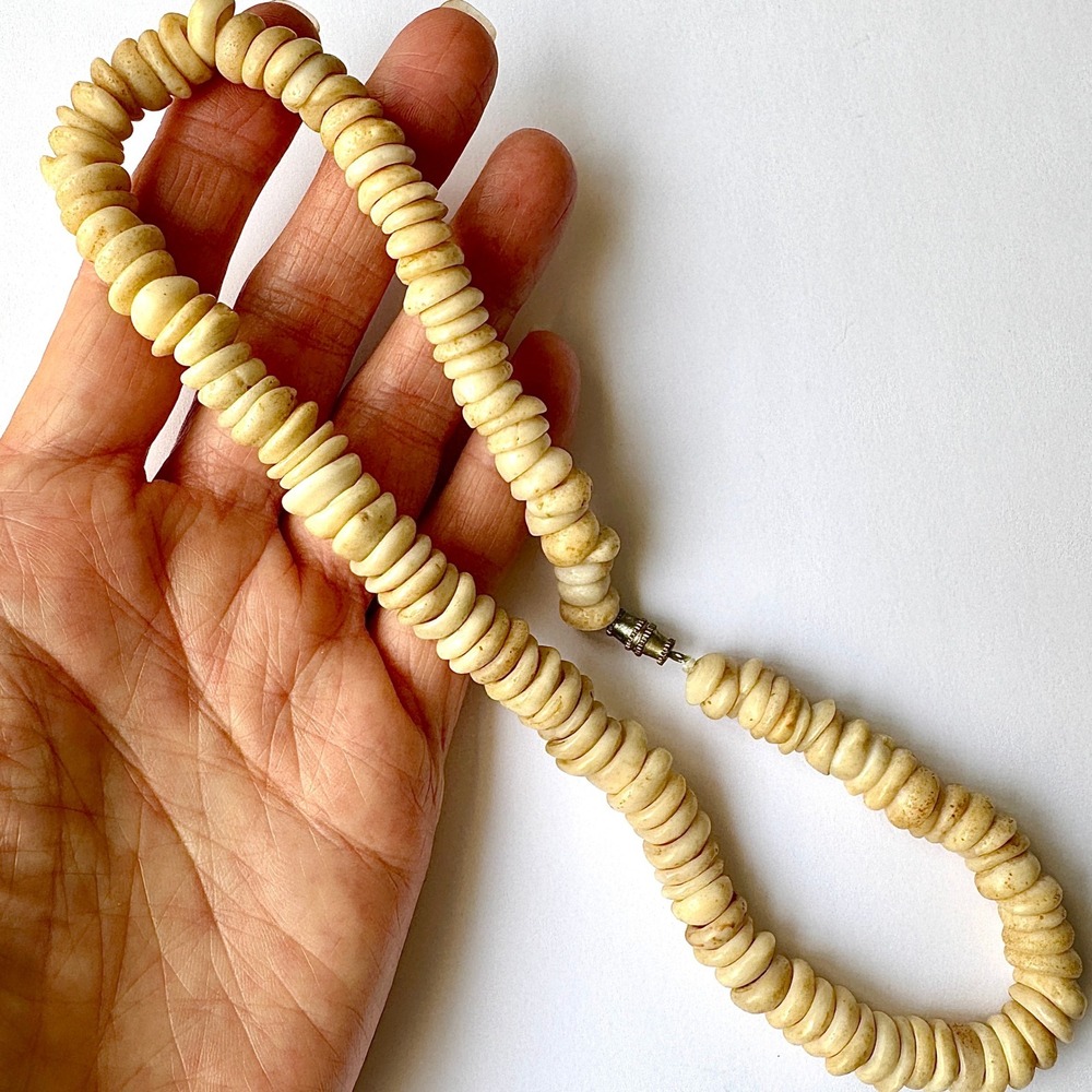 VTG Big 1/2" 10mm Authentic Hawaiian Puka Shell Surfer Necklace 17" Choker‎ 69g